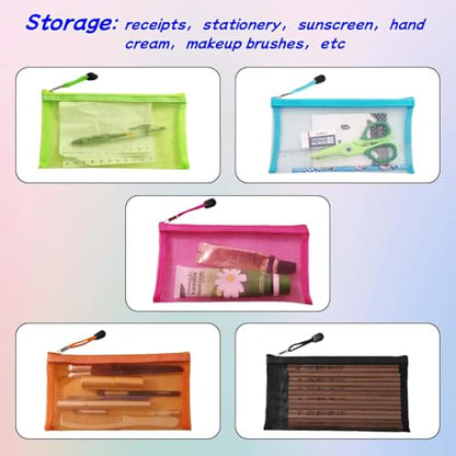 5 Pack Small Mesh Zipper Pouch Bags for Purse & 5 Pack Mesh Pencil Pouches, Mini Purse Organizer Pouches, Small Travel Toiletry Pouch Bag, Diaper Bag - color: Mix (A5+B7)