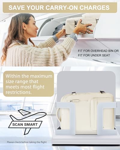 winspansy Travel Backpack for Women Men Essentials Carry on Luggage Flight Approved Personal Item Travel Bag Work Laptop Backpack Waterproof Weekender Bags for Women Mochila de Viaje Beige - color: C1-beige-no Vacuum Bag