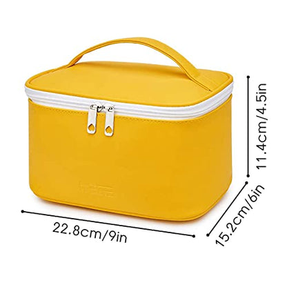 Meiyuuo Makeup Bag Large Cosmetic Bags for Women Girls Cute Travel Zipper Pouch Toiletry Organizer for Beauty Essentials Waterproof (Yellow) - color: Bright Yellow