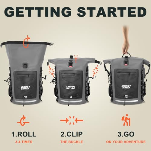 OSAH DRYPAK Waterproof Backpack Dry Bag 35L/55L/85L – Heavy Duty Roll-Top Hiking Backpack for Travel, Kayaking, Boating, Camping, Rafting and Fishing - color: Grey, size: 35L
