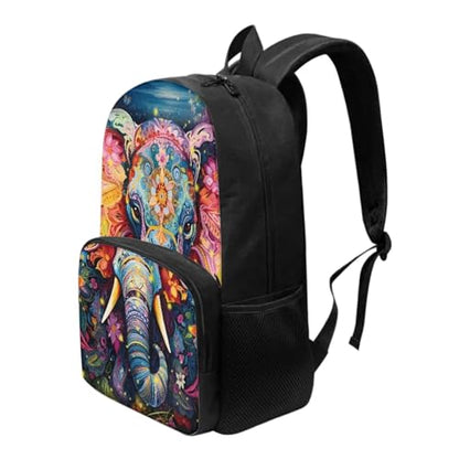 Talayituse Elephant Floral Print Kids School Backpack Casual Travel Daypack School Backpack for Teens Boys Girls Lightweight Middle School Laptop Backpack with Adjustable Padded Straps - color: Elephant Floral