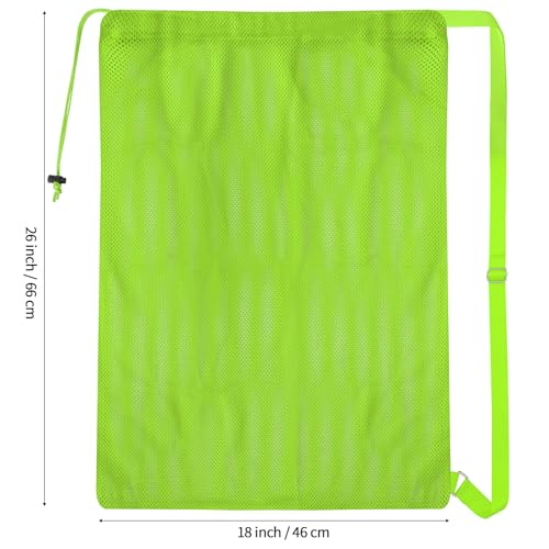 NATURAL STYLE 2 Packs Swim Bag Mesh Drawstring Backpack Oversized 18" x 26", Large Mesh Drawstring Backpack - color: Green