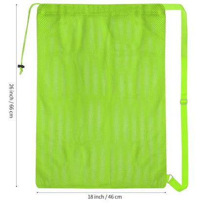 NATURAL STYLE Large Mesh Drawstring Backpack Bag, Gym Sports String Bag, Outdoor Workout Beach Swim Bag (Green) - color: Green