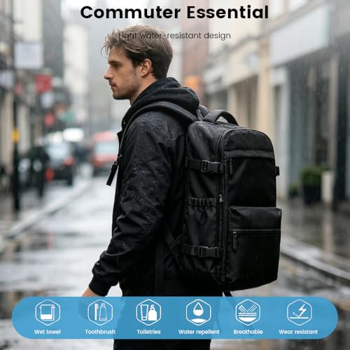 HomeBeyond Vacuum Backpack Travel, Carry-On Size Travel Backpack with Vacuum System & Manual Pump, Fits 14” Laptop with Shoe Compartment, Water-Resistant Casual Daypack Backpacks