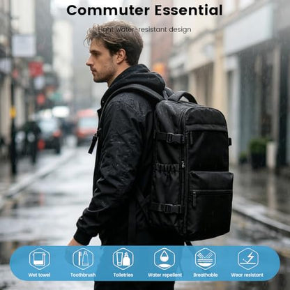 HomeBeyond Vacuum Backpack Travel, Carry-On Size Travel Backpack with Vacuum System & Manual Pump, Fits 14” Laptop with Shoe Compartment, Water-Resistant Casual Daypack Backpacks