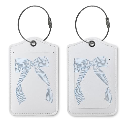 Coquette Luggage Tags for Suitcases,Bow Preppy Luggage Tag,Bule Trendy 2 Pack Luggage Tags for Travel,Teen Girls Gifts Suitcase Tags - color: Blue