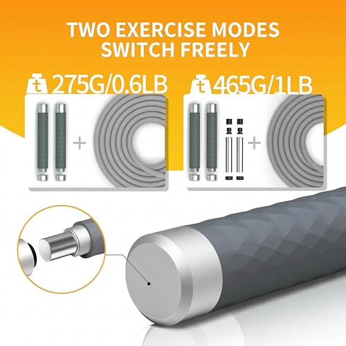 PROIRON Jump Rope Double Weighted Skipping Rope（1LB）360° Swivel Ball Bearings Tangle-Free Double Fat Burning with Aluminum Handle Heavy Jump Rope for Endurance Weight Lose Crossfit MMA Cardio & Workouts - color: gray