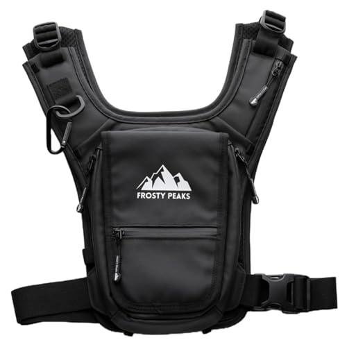 Chest Pack for Hiking, Skiing, Running & Travel, Minimalist Chest Rig Bag with Easy-Access Phone Pouch, Dual-Access Pocket, Card & Cash Slot, Adjustable Vest Pack for Men & Women - color: Black