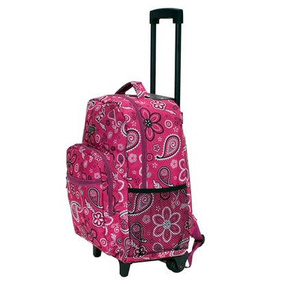Rockland Double Handle 17" Rolling Backpack, Bandana - color: Bandana, size: One Size