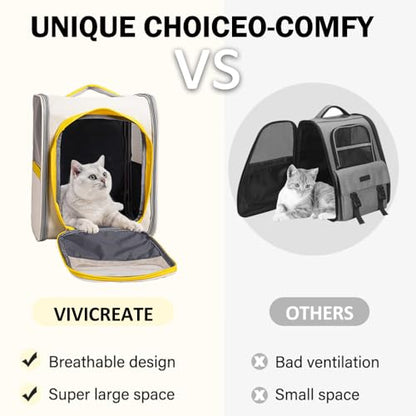 Vivicreate Cat Backpack Carrier for Dogs and Cats Kittens Rabbits, Foldable Mesh, Cat Carrier Backpack 15 Lbs, Pet Backpack Carrier for Walking, Camping and Cycling (Pink) - color: Pink
