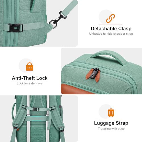 Bagsure Travel Carry On Backpack,42L Flight Approved,Expandable Backpack - color: Green-brown (Backpacks With 4 Packing Cubes)