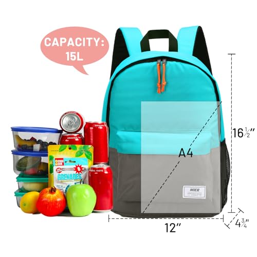 MIER Insulated Backpack Cooler Small Leakproof Lightweight Cute for Women Men to Work, Picnics, Camping, Park Day Trips, 15 L - color: Peacock blue/dark gray