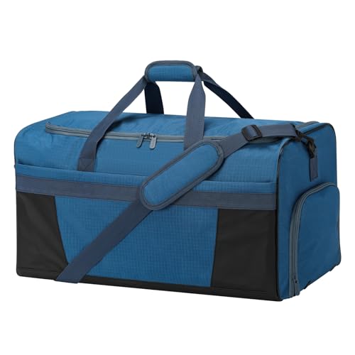 Men's 65L Gym Bag with Wet Pocket and Shoe Compartment- 24"x12.5"x13" Large Sports Duffle Bag for Gym Travel - Royal Blue - color: Royal Blue