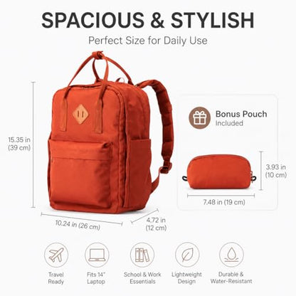 Travel Backpack for Women & Men, Laptop Backpack Fits 15.6 Inch Laptop, Water-Resistant Durable Computer Bag for Work, College & Daily Commute (Red) - color: Red