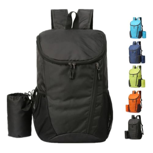 Portable Foldable Backpack Folding Mountaineering Bag, Ultralight Outdoor Cycling Rucksack, Travel Hiking Knapsack (Black) - color: Black