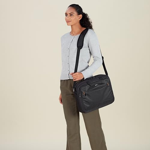 Amazon Basics Laptop Carrying Case with Shoulder Strap and Handle, Large Capacity, Black, 15.6 in (Pack of 6) - size: 15.6 Inch (Pack of 6), style: 1-pack