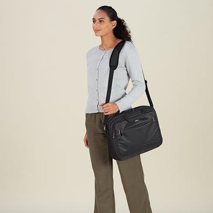 Amazon Basics Laptop Carrying Case with Shoulder Strap and Handle, Large Capacity, Black, 15.6 in (Pack of 6) - size: 15.6 Inch (Pack of 6), style: 1-pack