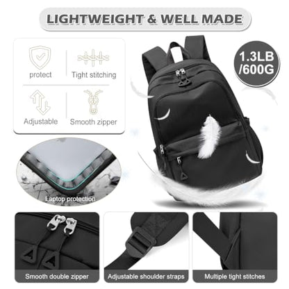 Casual Laptop Backpack for Women Men College Bookbag Waterproof Lightweight School Bag 15.6inch Laptop Daypack Large Capacity School Backpack for Teens Boys Girls, Black - color: Black a