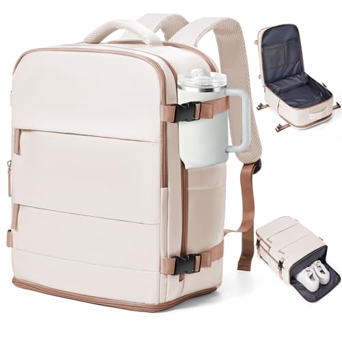 coowoz Travel Backpack Carry On for Women Man Gym Backpacks with Laptop Compartment Mochila de Viaje Teacher Personal Item Backpack Airplane Accessories Must Haves Beige Brown 20L - color: Beige Brown, size: 20l