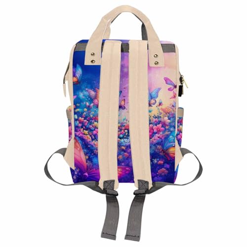 Custom Diaper Bag with Name, Personalized School Bag for Girls Butterfly Pattern, Monogram Nappy Backpack with Thermal Pockets for Adults Kids, Large Capacity Waterproof Diaper Bag, Travel Gifts - color: Color-7