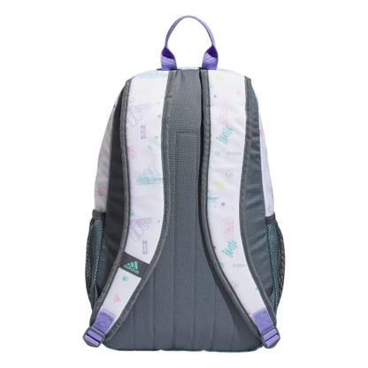 adidas Young BTS Creator 2 Backpack DISCONTINUED - color: Icon Brand Love White/Flash Aqua Blue/Light Purple
