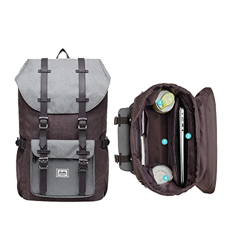 KAUKKO Laptop Backpack Travel Outdoor Weekend Bag Carry on Daypack Stylish and Durable Rucksack Hiking Backpack Fits 15.6"(5-4-GREYCOFFEE) - color: Greycoffee, size: Large
