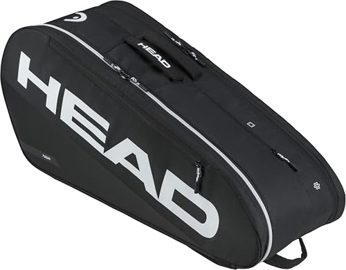 HEAD Tour Racquet Bag M (6R) Tennis Bag - Holds Up to 6 Racquets, CCT+ Climate Control Technology, 2 Main Compartments, Shoe Pocket & Backpack Carry System | 6 Racquet Capacity - color: Black
