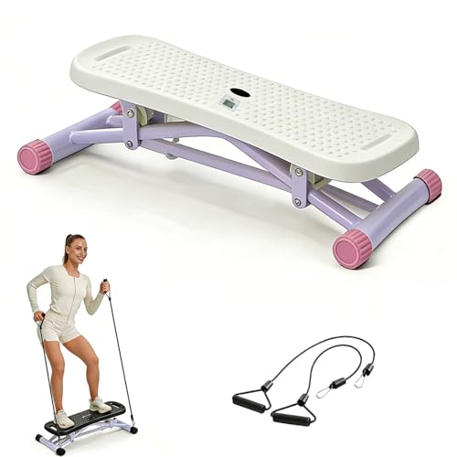 Rock Stepper Side To Side Balance Boards For Adults Includes Lcd Display & Resistance Bands A Low-impact, Compact Stepper Ideal For Targeting The Legs, Glutes, And Abs - color: White + Purple