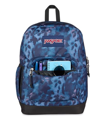 JanSport Cross Town Plus Backpack - Large Main Compartment, Side Water Bottle Pocket, 15-Inch Padded Laptop Sleeve - Ghostly Florals - color: Ghostly Florals Navy/Purple/Pink