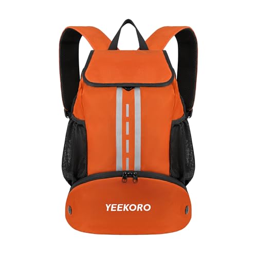 Soccer Backpack Multifunctional Sport Gym Bags with Dry-wet Separate & Shoe Compartment for Basketball Volleyball - color: Basic Model-orange