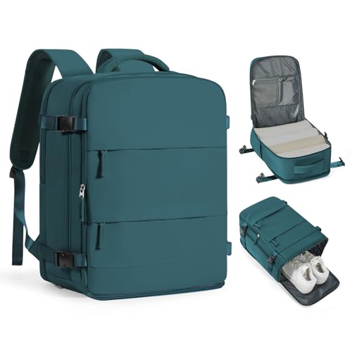 coofay Large Travel Backpack Carry on Flight Approved Mochila De Viaje Carry on Backpack for Airplanes Spirit Airlines Personal Item Bag 18x14x8 Inches Travel Bag Traveling Backpack for Women Men - color: A-peacock Blue, size: X-Large