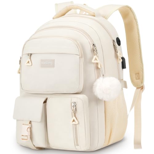 kadilong Student Laptop Backpack for College Teen Girls,Middle High School Back Pack Women Bookbag Knapsack Mochila Escolar para Niñas - color: Beige, size: 15,6 inch