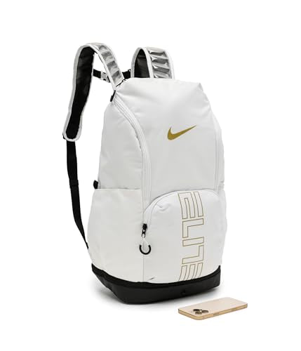 Nike, Unisex, Varsity Elite Backpack (32L), White/Black/Metallic Gold, One Size - color: White/Black/Metallic Gold, size: One Size