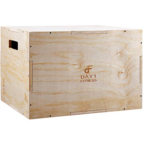 Wood Plyometric Box 30/24/20 by Day 1 Fitness, 3-in-1, for Crossfit Training, Jumps - Heavy-Duty, Non-Slip Plyo Boxes with Rounded Corners for Safety - Durable Conditioning Equipment