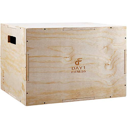 Wood Plyometric Box 30/24/20 by Day 1 Fitness, 3-in-1, for Crossfit Training, Jumps - Heavy-Duty, Non-Slip Plyo Boxes with Rounded Corners for Safety - Durable Conditioning Equipment