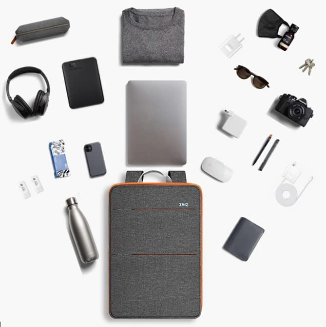 ZINZ Slim & Expandable Laptop Backpack Water Resistant Backpack Travel Backpack Compatible with MacBook Air/Pro/Neo 13-14 inch, XPS 13/14, Surface 13.5" and Most 13-14 Notebooks，G01OG01 - color: G01og01, size: 13"-14"