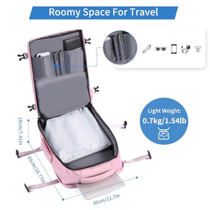 GAEKEAO Travel Backpack for Women Men, Airline Approved 15.6 Inch Laptop Carry On Backpack with Shoe Pouch Luggage Weekender Bag for Travel Business Work Hiking Purple - color: B03 Pink Purple