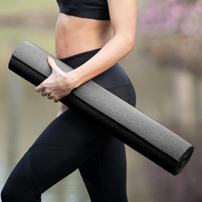 12-Pack Classic Yoga Mat With Carrying Strap, 68" x 24" Non Slip Exercise Mat, 4mm Thick Gym Mat, Bulk Non Toxic Yoga Mats for Home Workout, Schools, Classroom, and Studios - color: Gray