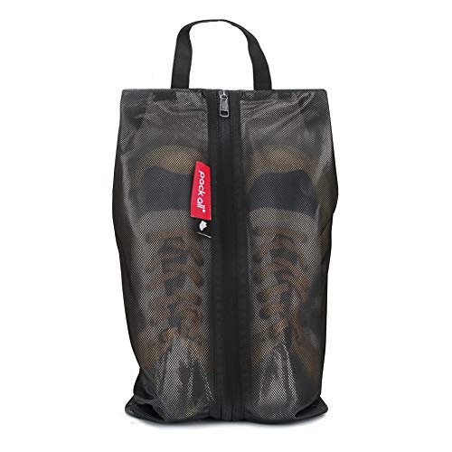 pack all Shoe Bag for Travel, Water-Resistant Shoe Pouch for Gym, Odor-Resistant Soccer Cleats Bag for Sport (Dual Pocket Version) - color: Black, size: Non-Foldable-Regular