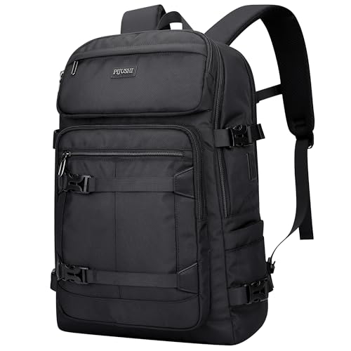 PIJUSHI Travel Backpack for Women Men Flight Aprroved Carry on Bag Large Casual Luggage Backpack Fit 16 inch Laptop(PE050 Black) - color: Black