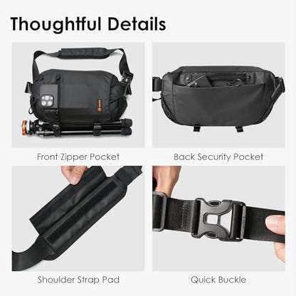 TARION Urban Camera Sling Bag - Waterproof 5.5L Crossbody Bag with Expandable Wet/Dry Separation Pocket & Tripod Strap - XProber