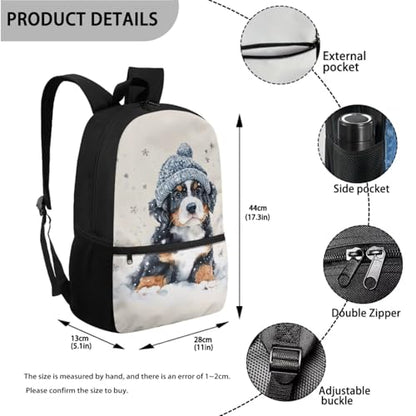 ZOUTAIRONG Cute Dog Print Bookbag for School Insulated Thermos for Hot & Cold Drinks, Lightweight Cute Backpack with Side Pockets for Small Water Up - color: Cute Dog