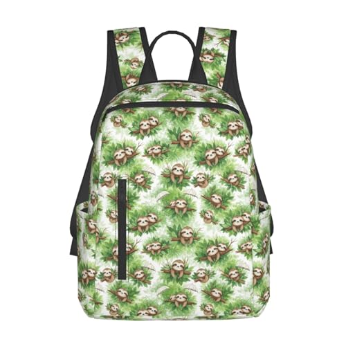 Anti Scratch Polyester Backpack Cute Sloth Leaf, Smooth Surface Multipurpose Travel Pack for All Weather Daily Use Unisex - color: Picture (1424)