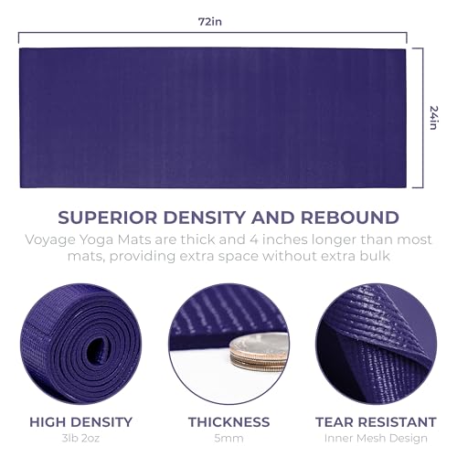 Voyage Yoga Mat, 6 Pack, 72" x 24" Professional Studio and Gym Bulk Yoga Mats, 5mm Thick, Durable, Anti-Tear, Non Slip Fitness and Exercise Mats - color: Assorted