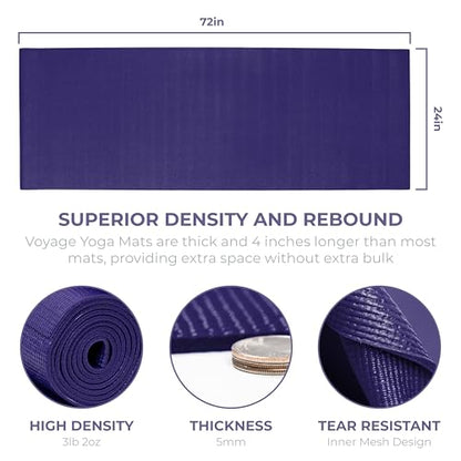 Voyage Yoga Mat, 6 Pack, 72" x 24" Professional Studio and Gym Bulk Yoga Mats, 5mm Thick, Durable, Anti-Tear, Non Slip Fitness and Exercise Mats - color: Assorted