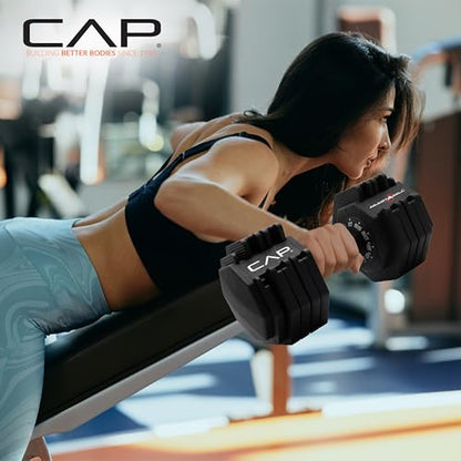 CAP ADJUSTABELL Adjustable Dumbbell Weights - Singles & Pairs | 12.5 lb, 25 lb & 55 lb | Multiple Handle Options - size: 55 lb - Black Handle, style: Single