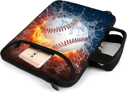 AMARY 17" Laptop Shoulder Bag Carrying Case Adjustable shoulder straps, comfortable handle, front pocket for storing mouse (Baseball) - color: Baseball