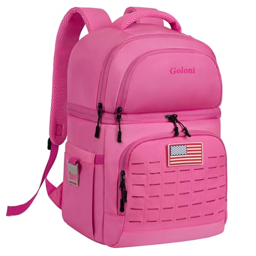 Goloni 40L Insulated Cooler Backpack, Leakproof Lightweight Soft-Sided Cooler with Cooler Compartment - color: Pink