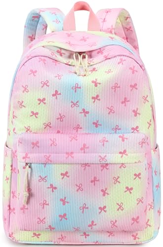 LEDAOU School Backpack for Teen Girls Elementary Middle School Bookbag Kids Backpacks Women Laptop Backpack Travel Daypack (Bow Rainbow) - color: Bow Rainbow