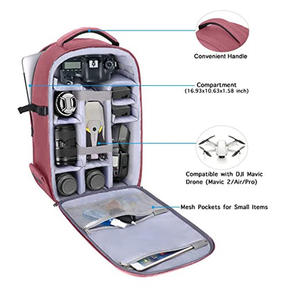 MOSISO Camera Backpack, DSLR/SLR/Mirrorless Photography Camera Bag 15-16 inch Waterproof Hardshell Case with Tripod Holder&Laptop Compartment Compatible with Canon/Nikon/Sony, Dusty Rose - color: Dusty Rose